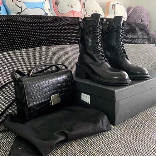 牛皮版~2026春秋新款ANN短靴女真皮顯瘦高跟馬丁靴中筒機車靴子潮