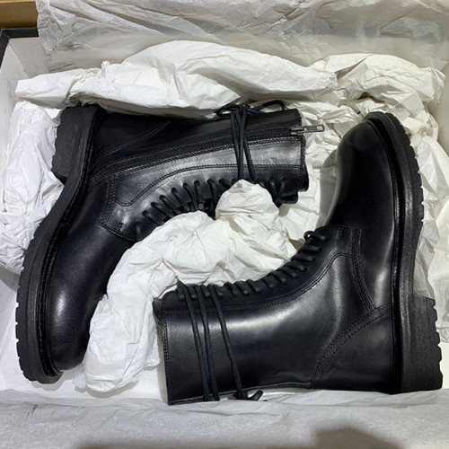 牛皮版~2026春秋新款ANN短靴女真皮顯瘦高跟馬丁靴中筒機車靴子潮