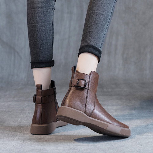 真皮馬丁靴女英倫風2025新款春秋款靴子短款側拉鍊秋冬季切爾西靴