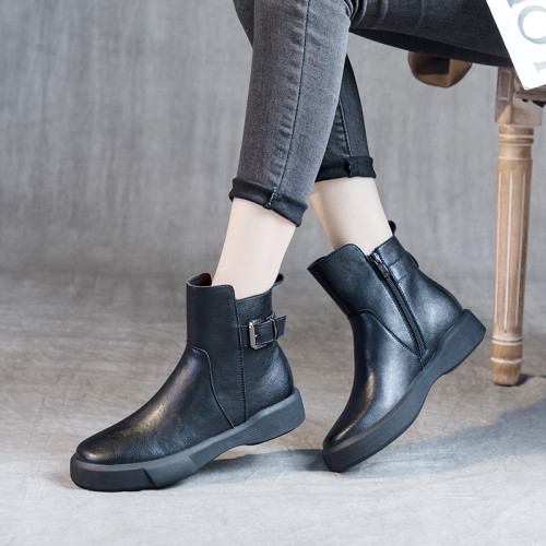 真皮馬丁靴女英倫風2025新款春秋款靴子短款側拉鍊秋冬季切爾西靴