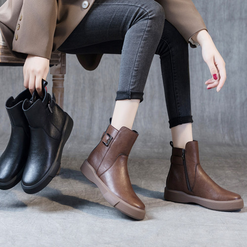 真皮馬丁靴女英倫風2025新款春秋款靴子短款側拉鍊秋冬季切爾西靴