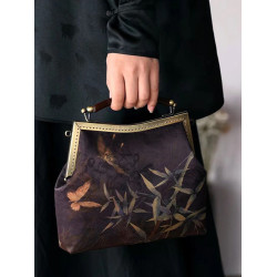 原創國風復古新款香雲紗旗袍手拎包可斜背中式手工手提包媽媽包包