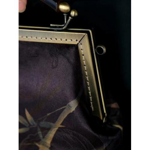 原創國風復古新款香雲紗旗袍手拎包可斜背中式手工手提包媽媽包包