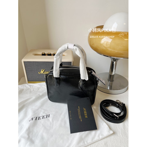 韓國學院風小衆包包nieeh真皮牛皮小方包單肩包斜後後背包jennie同款