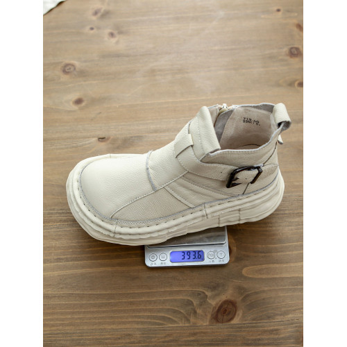 森女系復古文藝牛皮切爾西靴厚底保暖拉鍊大頭馬丁靴手工顯瘦短靴