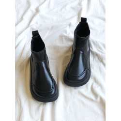 2025巨好看黑色及裸切爾西靴子女復古小短靴冬季二棉鞋加絨馬丁靴