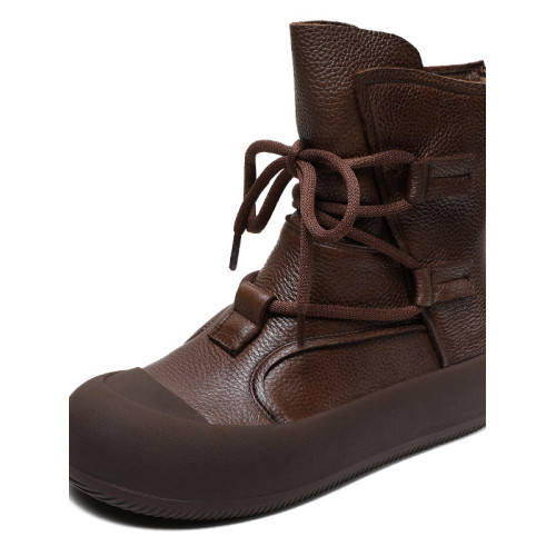 真皮手工復古羅馬靴女2026秋季新款厚底中筒休閒馬丁靴牛皮短靴 真皮手工復古羅馬靴女2026秋季新款厚底中筒休閒馬丁靴牛皮短靴