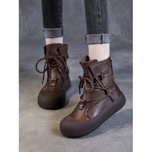 真皮手工復古羅馬靴女2026秋季新款厚底中筒休閒馬丁靴牛皮短靴 真皮手工復古羅馬靴女2026秋季新款厚底中筒休閒馬丁靴牛皮短靴