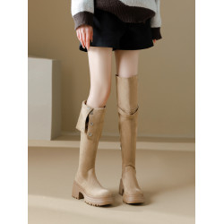 過膝長靴女厚底內增高美拉德長筒靴子厚底大筒圍加寬胖mm大碼加絨