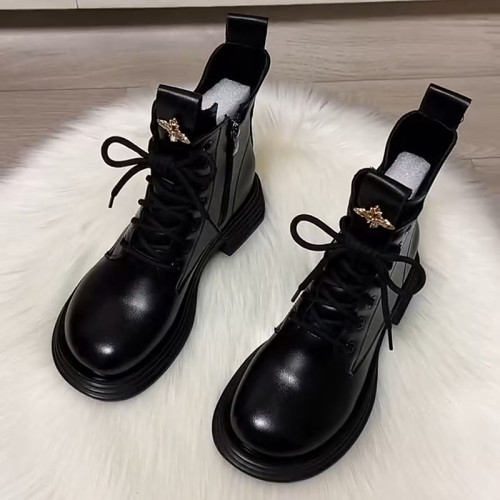 真皮馬丁靴女款2026秋冬新款加絨保暖英倫風時尚百搭厚底小短靴女 真皮馬丁靴女款2026秋冬新款加絨保暖英倫風時尚百搭厚底小短靴女