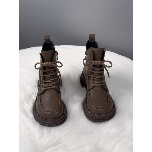 萬達品牌撤櫃真皮馬丁靴女2025新款春季英倫風厚底短靴女百搭單靴