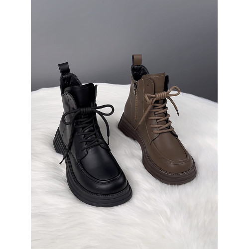 萬達品牌撤櫃真皮馬丁靴女2025新款春季英倫風厚底短靴女百搭單靴