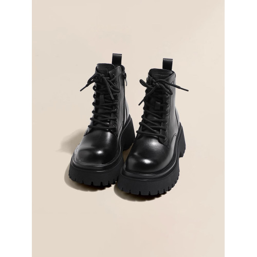 真皮6CM厚底增高馬丁靴女2026新款英倫風單靴春夏短靴爆款雪地靴