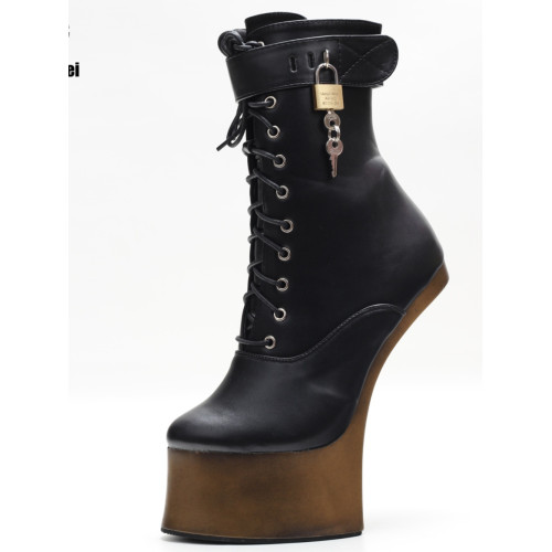 苦月亮18公分超高跟驢蹄高跟戀足花式變裝COS系帶加鎖小馬短靴 苦月亮18公分超高跟驢蹄高跟戀足花式變裝COS系帶加鎖小馬短靴