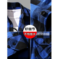 紅色格子襯衫男春秋款休閒襯衣痞帥潮流外套秋季2025新款上衣秋裝