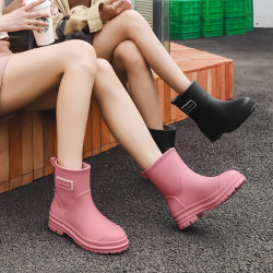 好看的雨鞋女款洋氣時尚外出短筒韓國雨靴厚底防滑防水鞋廚房膠鞋