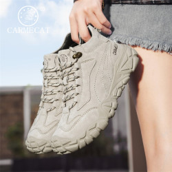 CARMECAT卡梅貓女鞋戶外登山鞋女運動徒步真皮加絨休閒短靴馬丁靴