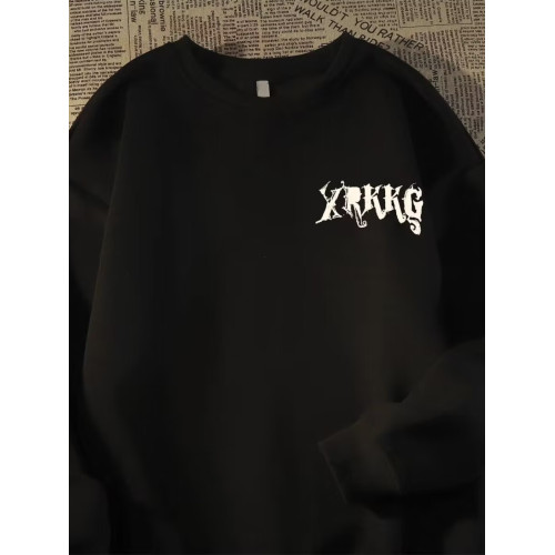 歐美潮牌十字架天使印花長袖T男春秋復古美式街頭hiphop暗黑上衣