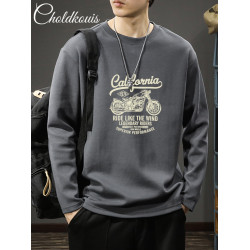 純棉長袖t恤男士衛衣春秋季潮流寬鬆百搭休閒圓領打底衫秋裝上衣