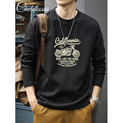 純棉長袖t恤男士衛衣春秋季潮流寬鬆百搭休閒圓領打底衫秋裝上衣