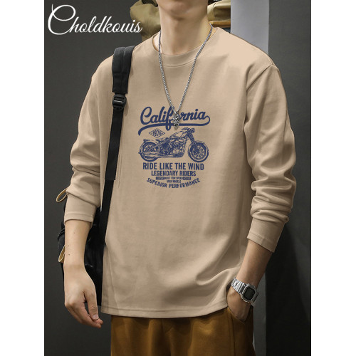 純棉長袖t恤男士衛衣春秋季潮流寬鬆百搭休閒圓領打底衫秋裝上衣