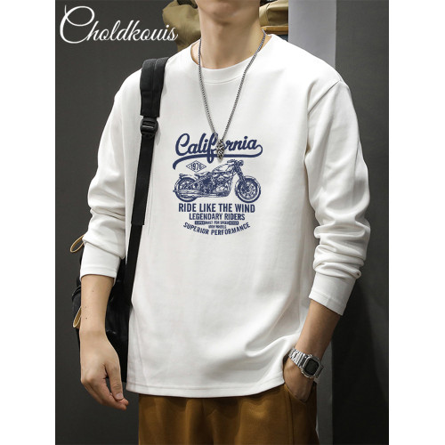 純棉長袖t恤男士衛衣春秋季潮流寬鬆百搭休閒圓領打底衫秋裝上衣