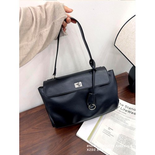 凱莉包黑色腋下包2025季新款大容量百搭通勤包時尚托特包單肩包