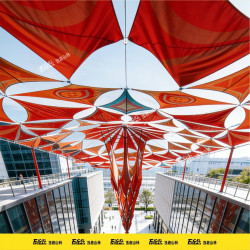 三角形天幕遮陽異形印花遮陽布牛津布戶外雨棚泳池庭院景區遮陽布