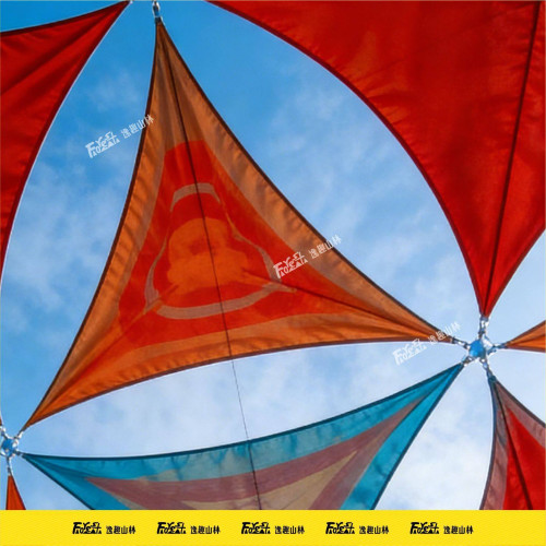 三角形天幕遮陽異形印花遮陽布牛津布戶外雨棚泳池庭院景區遮陽布