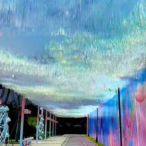 網紅風動吊頂星河防曬天幕雨絲簾銀河戶外走廊鐳射網紅打卡點布置