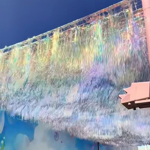 網紅風動吊頂星河防曬天幕雨絲簾銀河戶外走廊鐳射網紅打卡點布置