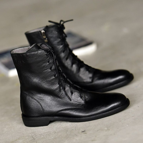 真皮舒適爆款復古短靴女秋冬季馬丁靴2025新款平底瘦瘦靴低跟女靴