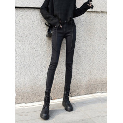 歐洲站緊身小腳牛仔褲女2026年春季加長拼接修身顯瘦時尚鉛筆褲潮