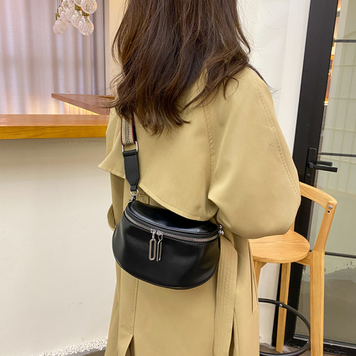 真皮包包2024新款時尚腰包女ins潮百搭斜後後背包女包休閒馬鞍包軟面