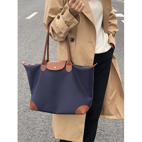 CENGE大容量電腦包單肩托特包手提通勤包旅行撞色牛皮拼布媽咪包