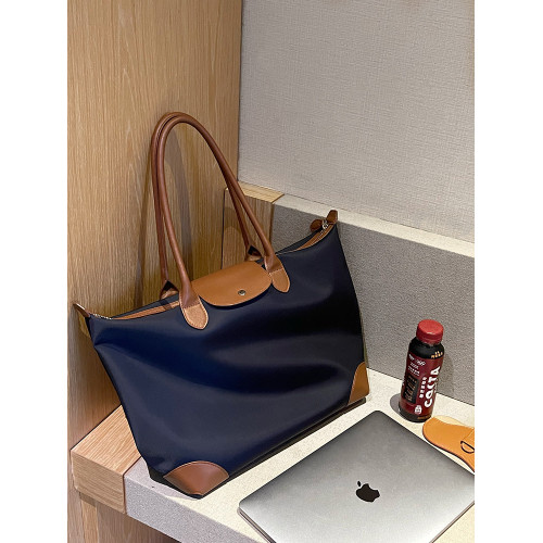 CENGE大容量電腦包單肩托特包手提通勤包旅行撞色牛皮拼布媽咪包