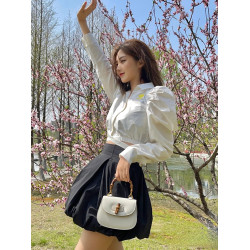 竹節包手提包復古馬鞍包真皮女包2026新款高級感小包包單肩斜背女