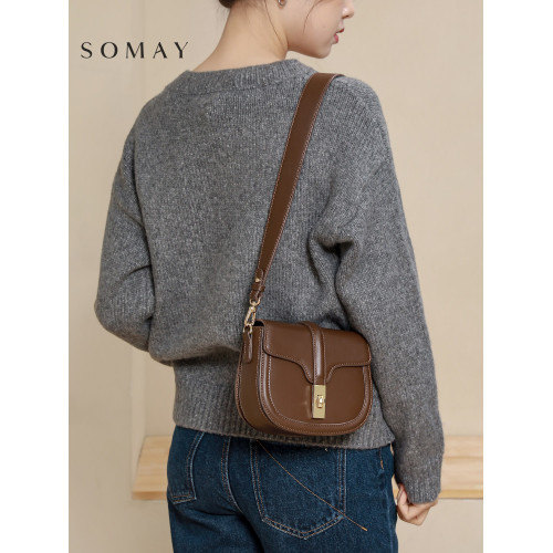 夏季包包女2026新款女士馬鞍包單肩包時尚百搭小衆斜後後背包棕色女包