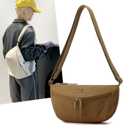 日系超輕防水斜後後背包牛津布男女通用百搭單肩尼龍輕便實用馬鞍胸包