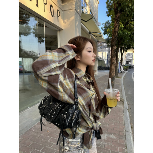 Cultivator原創小衆設計辣妹油蠟皮單肩斜背機車包腋下包2024冬新