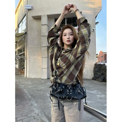 Cultivator原創小衆設計辣妹油蠟皮單肩斜背機車包腋下包2024冬新