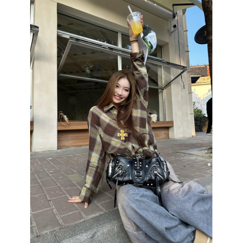 Cultivator原創小衆設計辣妹油蠟皮單肩斜背機車包腋下包2024冬新