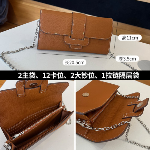 純牛皮手拿包女氣質2026秋季新款真皮鏈條單肩包大容量多卡位錢包