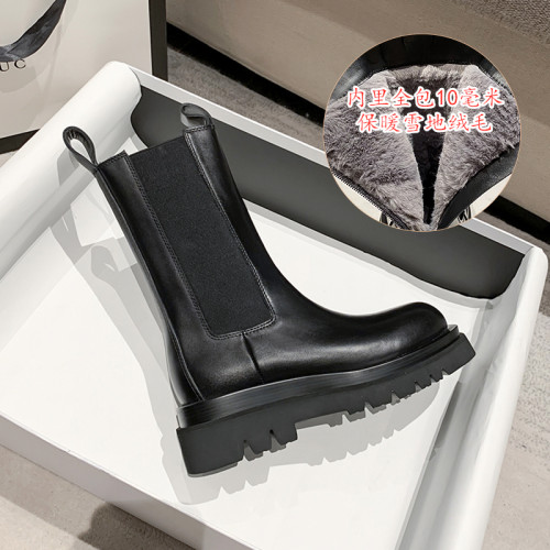 巨好看馬丁靴女短靴2026新款秋冬加絨內增高厚底中菸筒切爾西靴子
