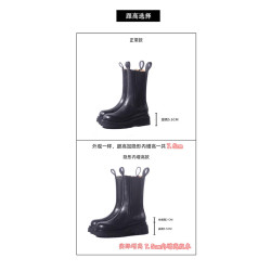 全牛皮mona菸筒靴女厚底馬丁靴女秋冬短靴女內增高百搭切爾西靴女