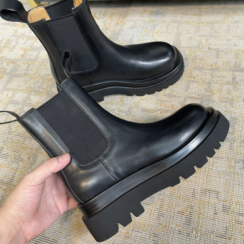 全牛皮mona菸筒靴女厚底馬丁靴女秋冬短靴女內增高百搭切爾西靴女