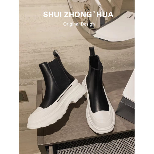 麥崑馬丁靴女切爾西短靴女2025年冬季新款真皮厚底短筒靴瘦瘦單靴 麥崑馬丁靴女切爾西短靴女2025年冬季新款真皮厚底短筒靴瘦瘦單靴