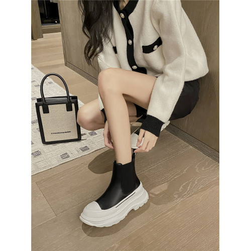 麥崑馬丁靴女切爾西短靴女2025年冬季新款真皮厚底短筒靴瘦瘦單靴 麥崑馬丁靴女切爾西短靴女2025年冬季新款真皮厚底短筒靴瘦瘦單靴