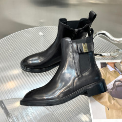 2025款歐貨女靴側拉鍊切爾西短靴女單靴真皮平底英倫風復古馬丁靴