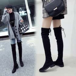 羊猄絨一過膝長靴女彈力瘦瘦靴2026新款秋冬加絨粗跟內增高長筒靴